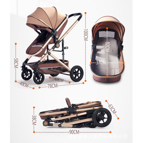 Hand Push/Foot Foldable Baby Stroller Lightweight Reclining Carriage for All Seasons