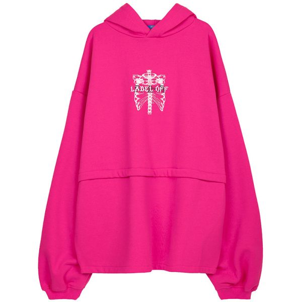 Пуловер плеча падения пинка зимы девушек Hoodie ватки кармана мешка Drawstring простой