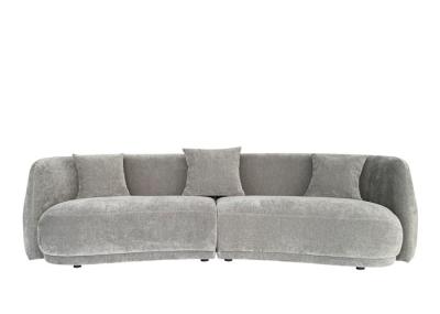 Wooden Legs Sectional Fabric Couch Webbing Frame Gray Fabric Sofa Set