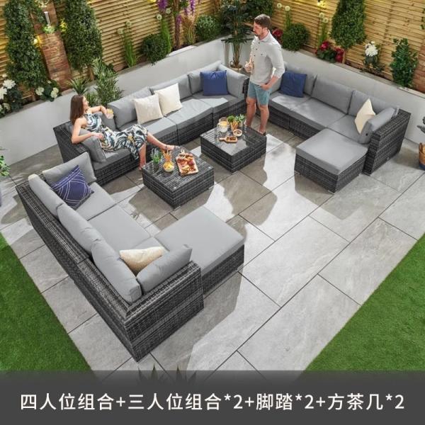 Outdoor Sofa Furniture, Patio Wicker Rattan Garden Set Waterproof And Sunproof Terrace Lounge Chair Nordic-style Garden