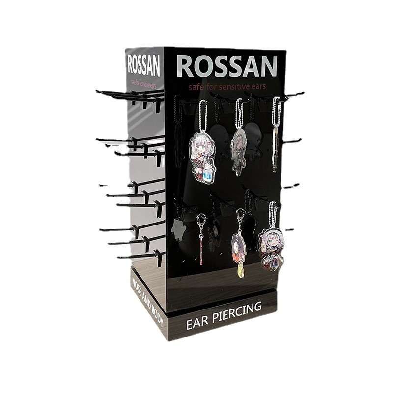 Acrylic Hook Rotatable Jewelry Display Stand, Pegboard Hanging Multi-layer Shelf, Stationery Display Rack for Malls and Supermarkets