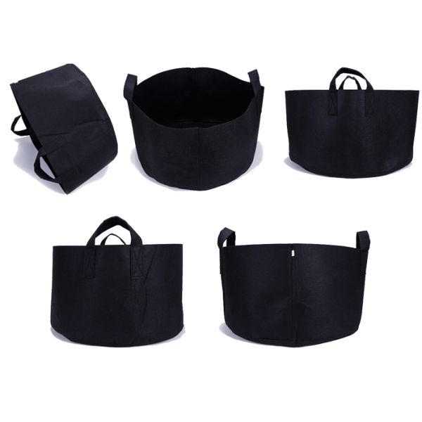 Light Weight  Greenhouse Fabric Grow Bags ,  Black Planting Bags   1 -  30 Gallon