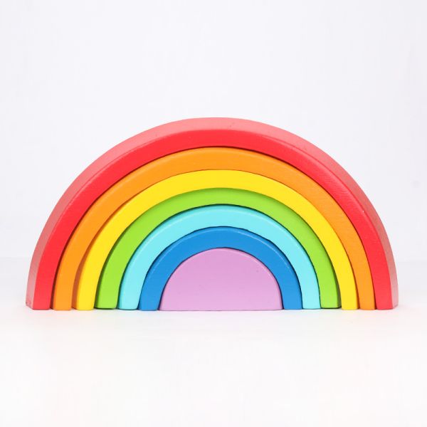 Blocs constitutifs en bois Toy Creative Educational d'arc-en-ciel de Brown 18cm