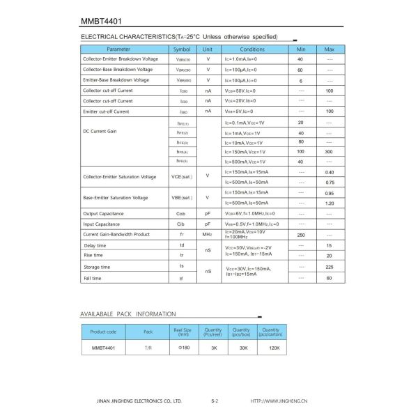 MMBT4401 NPN/PNP Plastic-Encapsulate Transistor With SOT-23 Package for Small Business