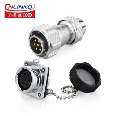 CNLINKO Metal Aviation Plug M20 Male Female Bayonet Type Socket 7 Pin 500V 10A Waterproof Plug and Socket Cable Connector