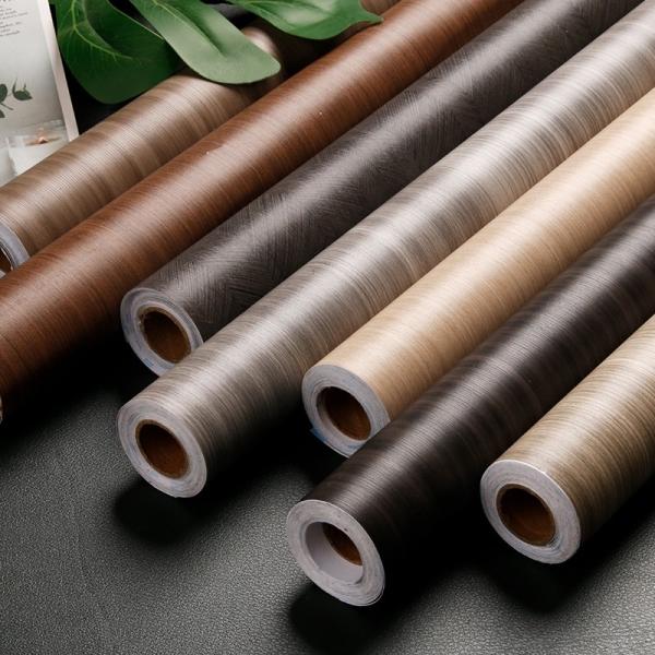60cm * 5m Roll Size Self Adhesive Wood Grain Wallpaper Embossed Surface for Kitchen Cabinets
