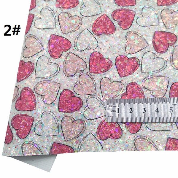 Printed Pink PU Polyurethane Leather Glitter Valentine'S Day Love Shape Gretel