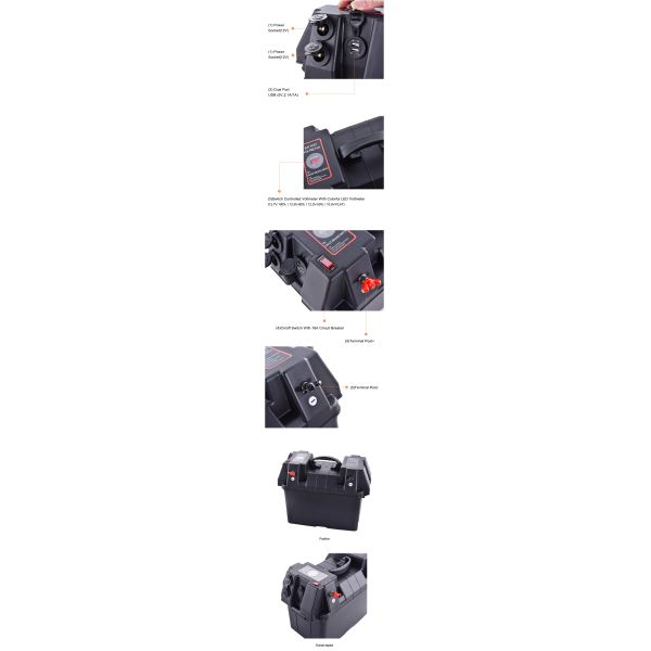 China Factory Trailer Waterproof Outdoor Solar Small Battery Box 12V With USB Charger