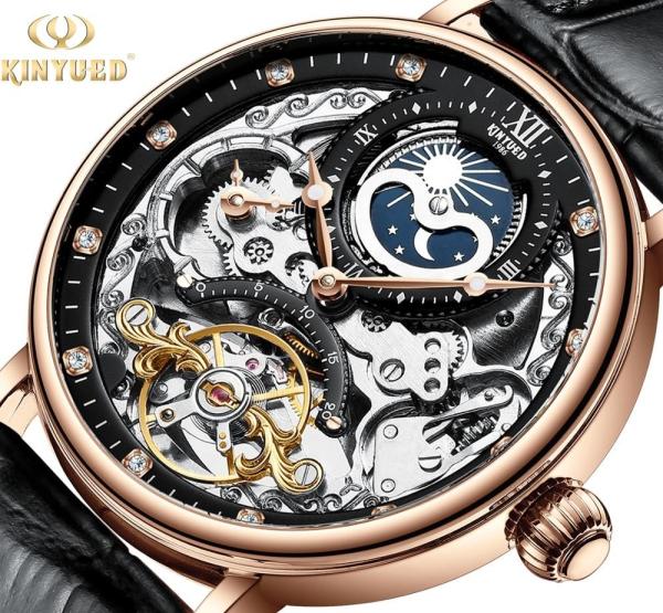 KINYUED Tourbillon  mechanical movement  waterproof wrist watches one year warranty