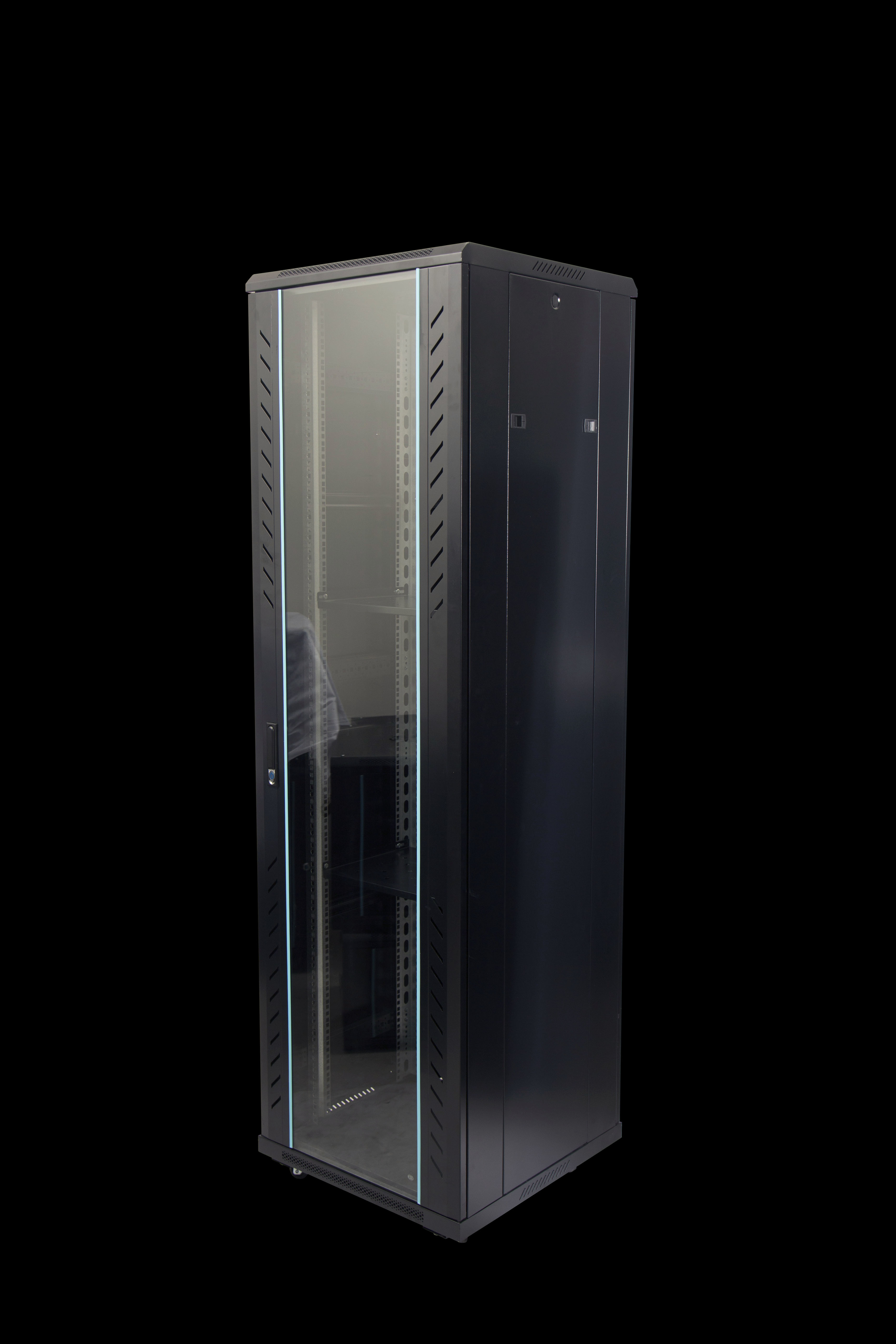 19-inch 19 Inch Network Cabinet Rack 42U Black Network Rack with Toughened Glass Door
