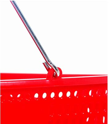 Green 32 Litres Hand Shopping Basket , Supermarket Wire Grocery Basket Metal Handle