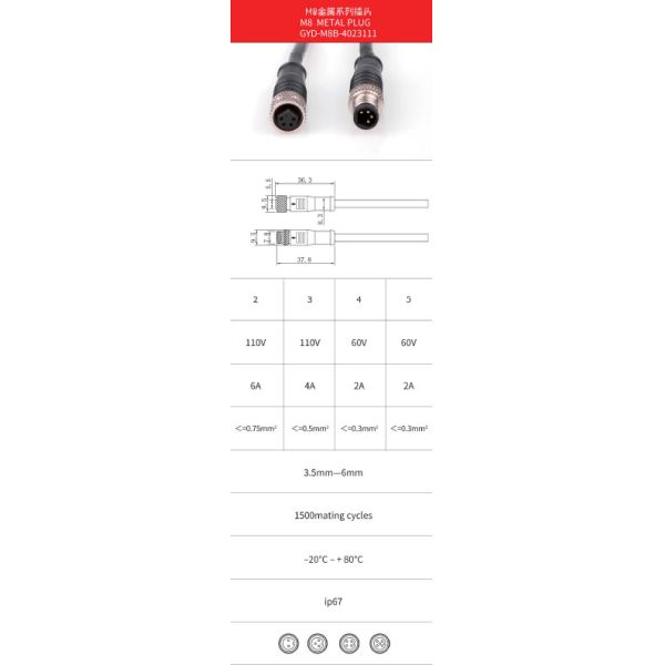 M8 2 3 4 5 пин Custom водонепроницаемый соединитель авиации Металлическая прямая голова с линией для автоматизации оборудования датчиков