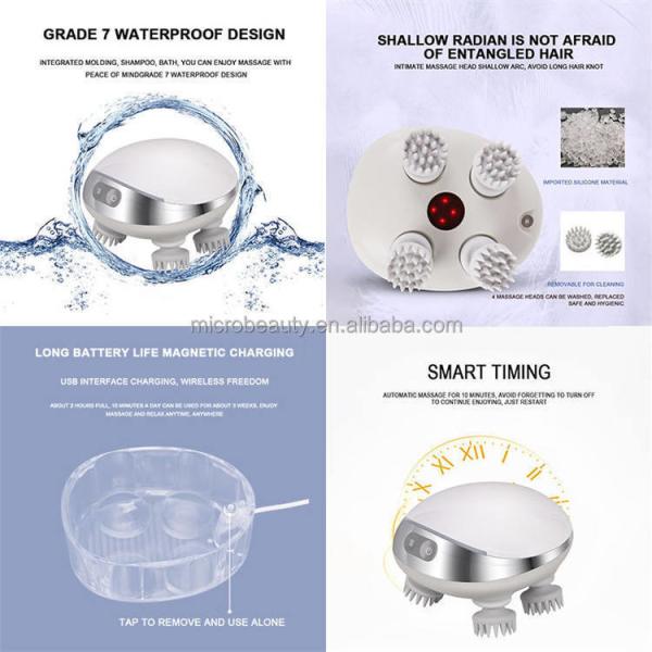 White ABS Plastic Electric Relaxation Massager Vibrating Hair Scalp Massage Machine OEM