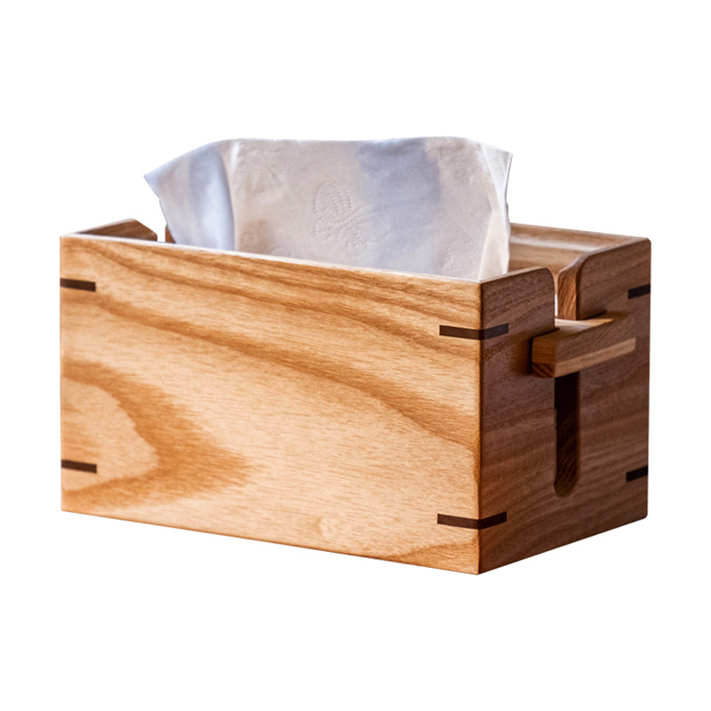 Solid Wood Lift Tissue Box High-end European Hotel Home Living Room Light Luxury Table Solid Wood Paper Box