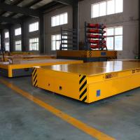 Caminhão de transferência motorizado de cama plana elétrica amarelo para carrinho de transferência pesado de aço Q235