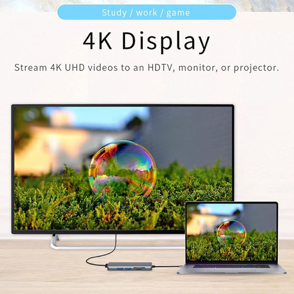 11 In 1 USB-C Hub Type-C To HDMI USB3.0 USB2.0 SD TF Adapter Hub with Card Reader