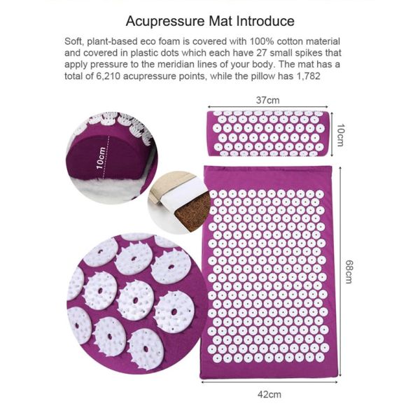 Coconut Fiber Yoga Acupuncture Mat Set For Foot Back Neck Pain Relief