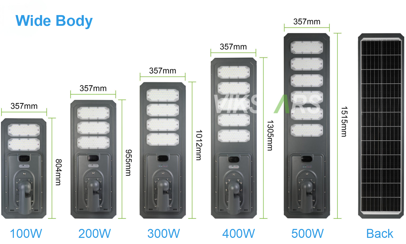 Nuevo 100W 200W 300W 400W 500W All In One Aluminio Luz solar de calle para mayoristas