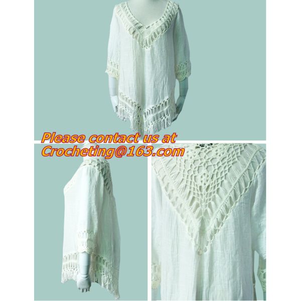 Fashion tassel, Hollow knitted Swimwear, swimsuit Crochet Bikini Beach Cover Up Smock Mini