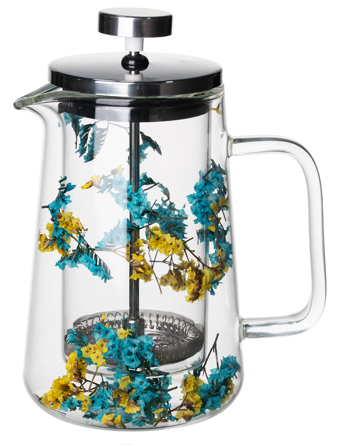 Romantic Beautiful Double Wall Glass French Press With Flowers 300ml 600ml Capacity