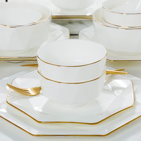 Gold Rim Gloss Glaze A Grade Contemporary Dinnerware Sets For Wedding