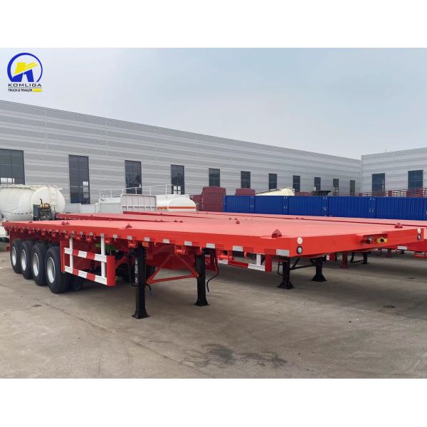 3 Axles 4 Axles 40FT 48FT Flatbed Semi Trailer with Tires and Tare Weight Approx. 6.2 T