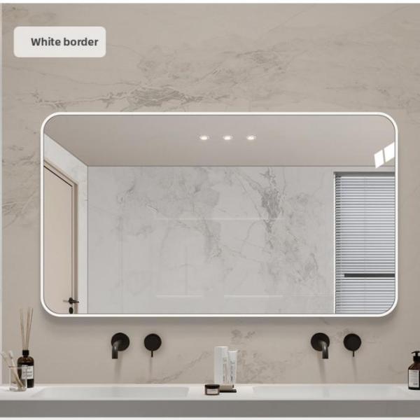 Modern Rectangular Wall-Mounted Bathroom Vanity Mirror IP44 Protection Rating Aluminum Alloy Touch Switch Villa Apartment Use