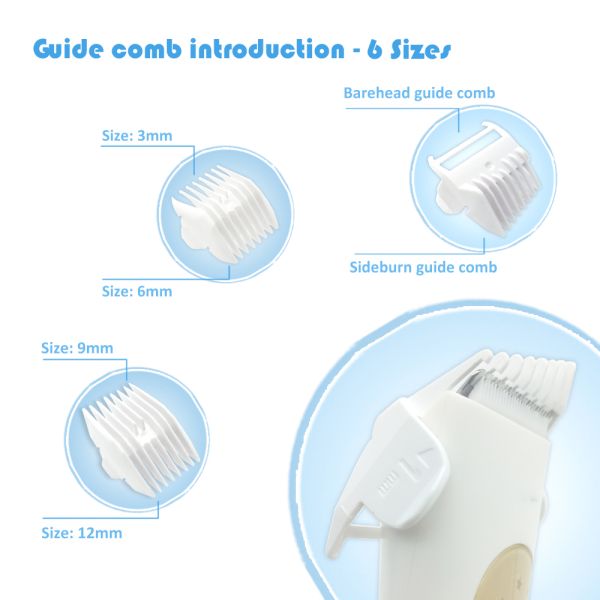 500mah X 2 Battery Electric Baby Hair Clippers And Trimmers Super Quiet