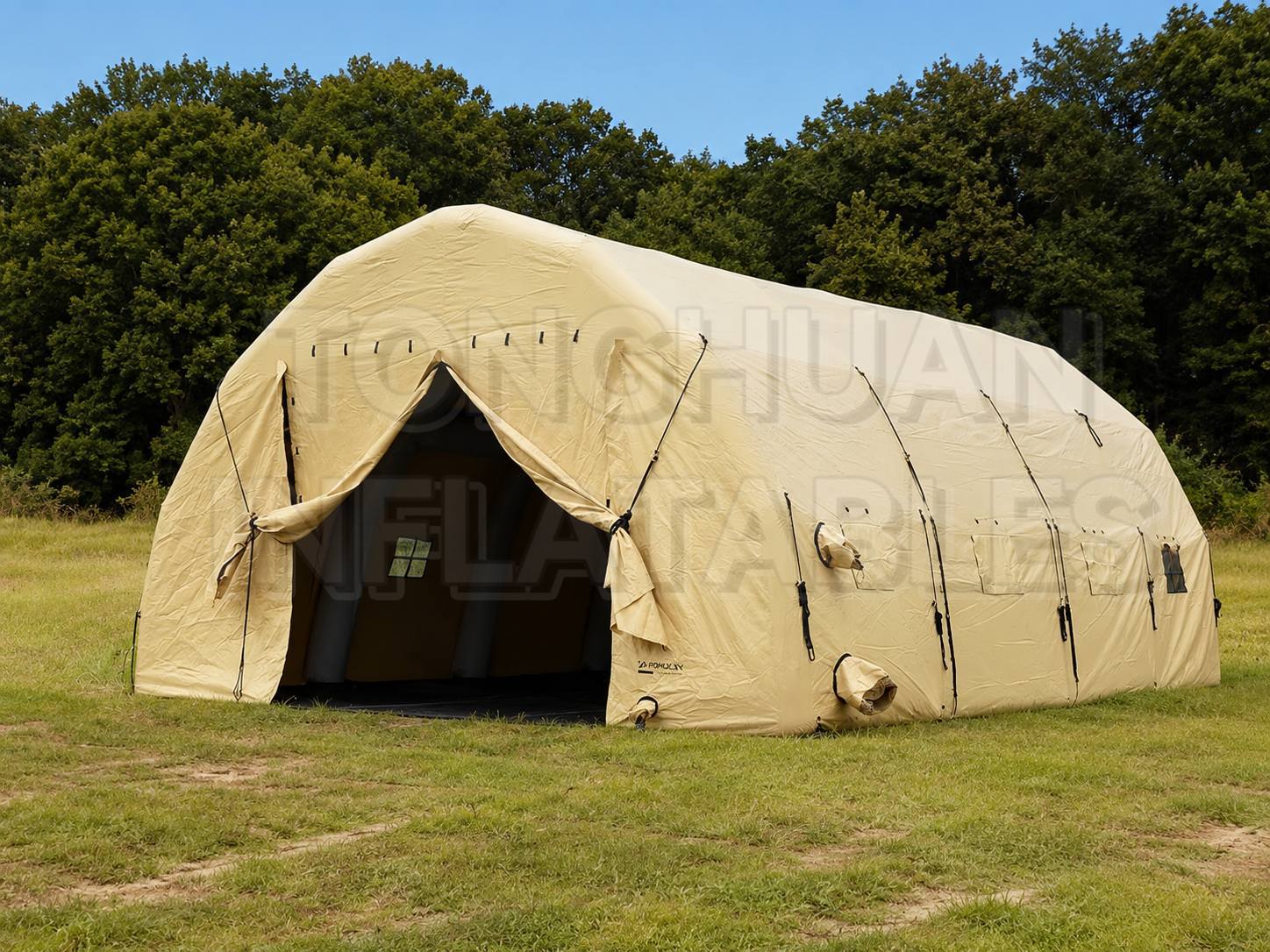 Large Inflatable Shelter Tent with Reinforced Cover Walk Through Entrance and Custom Branding for Outdoor Use