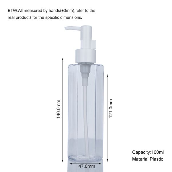 160ml Hexagonal Oil Cosmetic Bottle Clear Plastic Makeup Remover Bottle