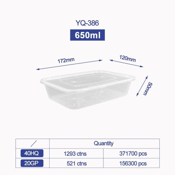 500ml Clear/Black Rectangular PP Disposable Plastic Food Container Microwaveable Food Bento Storage Lunch Box