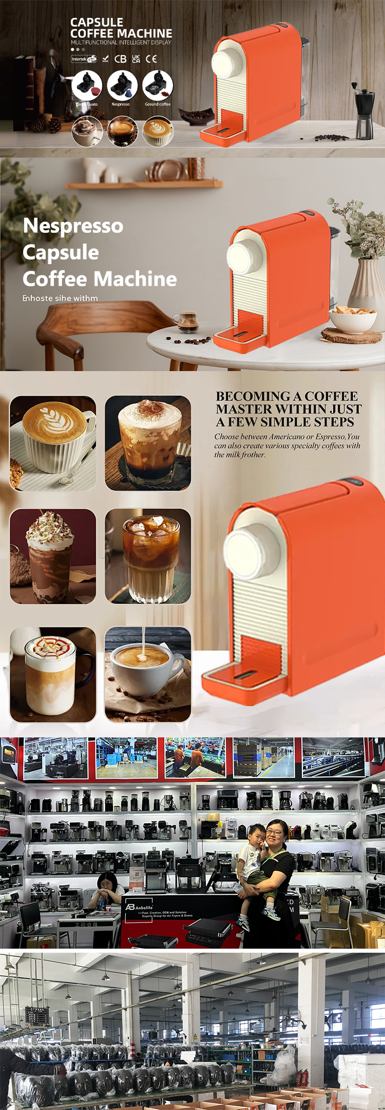 Capsule Espresso Coffee Maker Nespresso System 20Bar 1400W Home