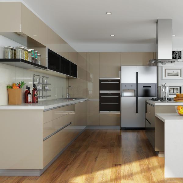 MC World Free Design Modular Kitchen Wall Cabinet Black Wooden 16-22mm Carcase Thickness