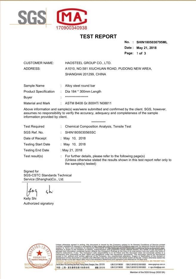 Shanghai Haosteel Co., Limited Certificaciones