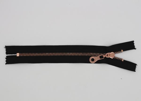 Rose Gold Sheen Non Separating Zipper , 12 Inch Long Heavy Duty Metal Zippers