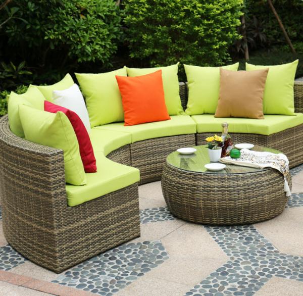 Outdoor Leisure Courtyard Villa Garden Outdoor Arc-Shaped Combination Of Aluminum Alloy Waterproof And Sunscreen Rattan