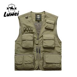 Tactical Custom Utility Outdoor Fishing Sleeveless Lightweight Utility Knit Waistcoat Men Multi Pocket Vest for Workout