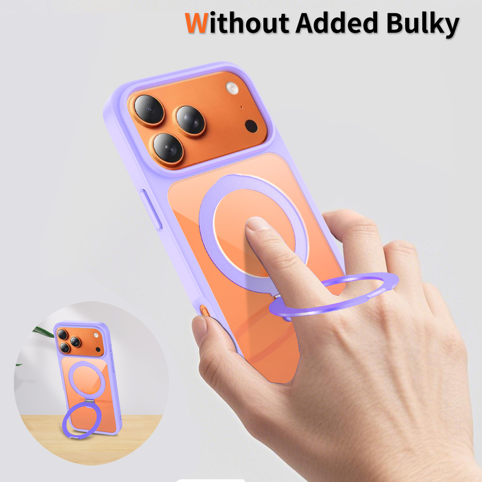 Manufacturer PC+TPU Drop Protection Phone Case Built-in Magnetic Ring Stand Anti Shock Clear Back Shell OEM Custom Logo