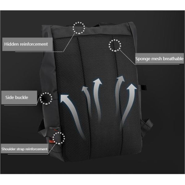 Высота 44 см. Черный рюкзак для деловых поездок для работы и колледжа