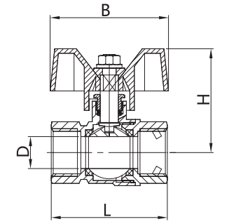 HPb 57 Butterfly Forged Ball Valve Compression 15mm Red Aluminum Handle