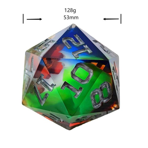 Single 20 Sided Glowing Resin Game Dice DND COC TRPG