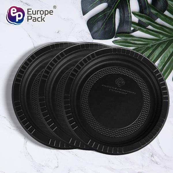 Eco friendly disposable biodegradable cornstarch black hard plastic party plates