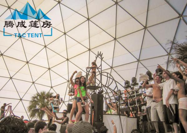 PVC Geodesic Dome Tent  With Hard Pressed Extruded Aluminum Alloy Sound Insulation 15 Years Warranty