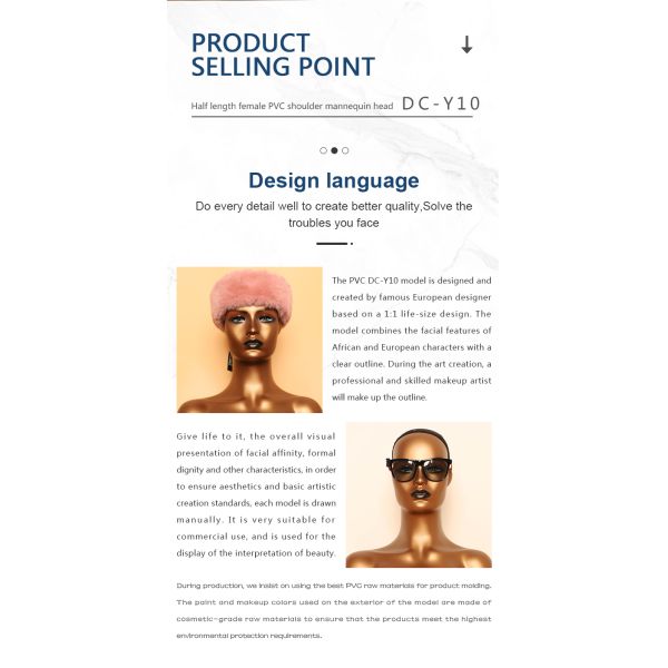 Black Female Pvc Mannequin Head And Shoulders For Hat Sunglass