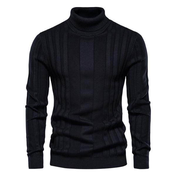 Streetwear Clothing Men'S Turtleneck Sweater Casual Knit Basic Shirt Pure Color Pullover