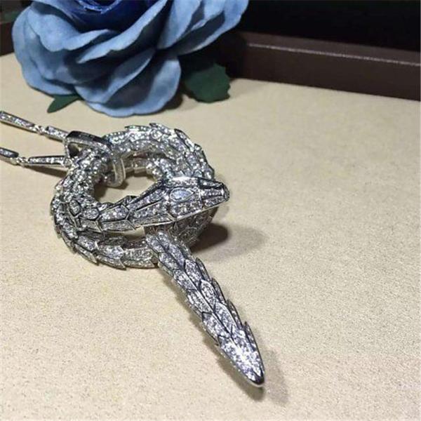 B Luxury jewelry factory high-qu Heavy diamond snake Necklace 18k gold white gold yellow gold rose gold diamond necklace