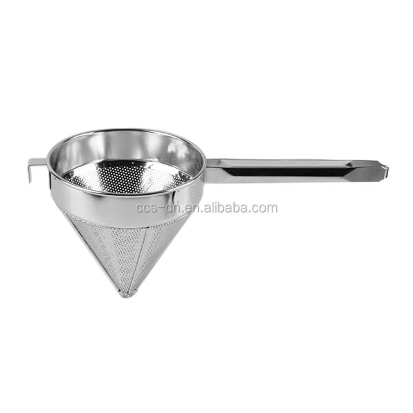 Commercial Kitchen Colander Large Strainer Coarse Mesh Fine Mesh Filter Stainless Steel China Funnel Strainer For Restau