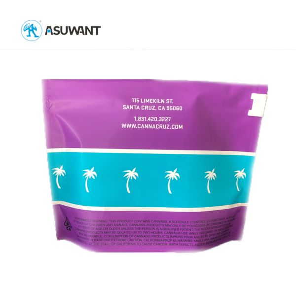 Plastic Child Proof k Bags Resealable Packaging Gravure Printing Surface