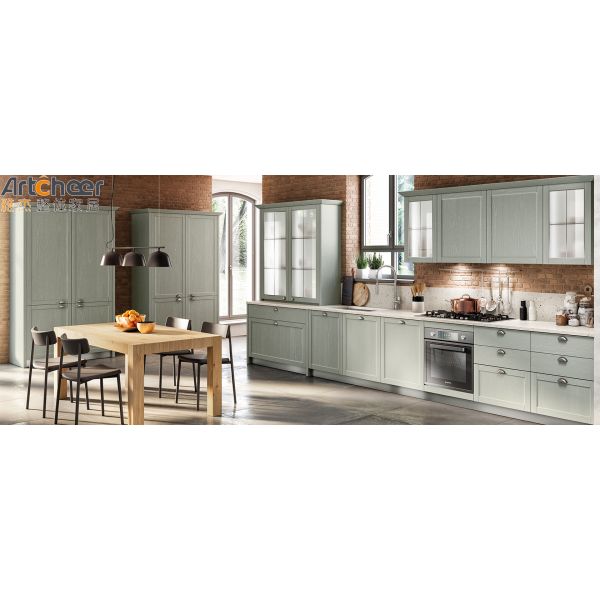 2023 Современный классический дизайн Дубовые массивные деревянные кухонные шкафы с Ogee Edge Countertop