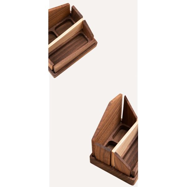 Tools Black Walnut Pen Holder Multifunctional Wood Pencil Stand with Irregular Shape